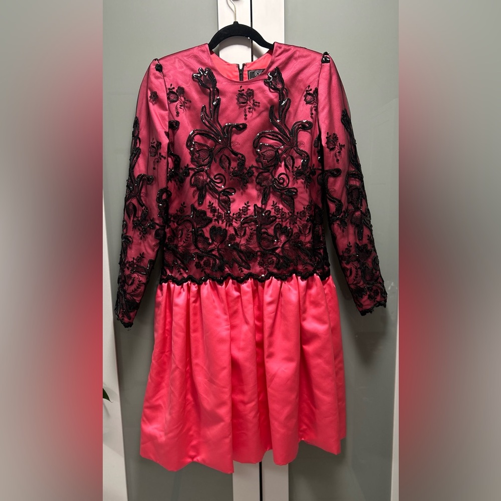 VTG Carolina Herrera Embroidered Cocktail Dress Size 12